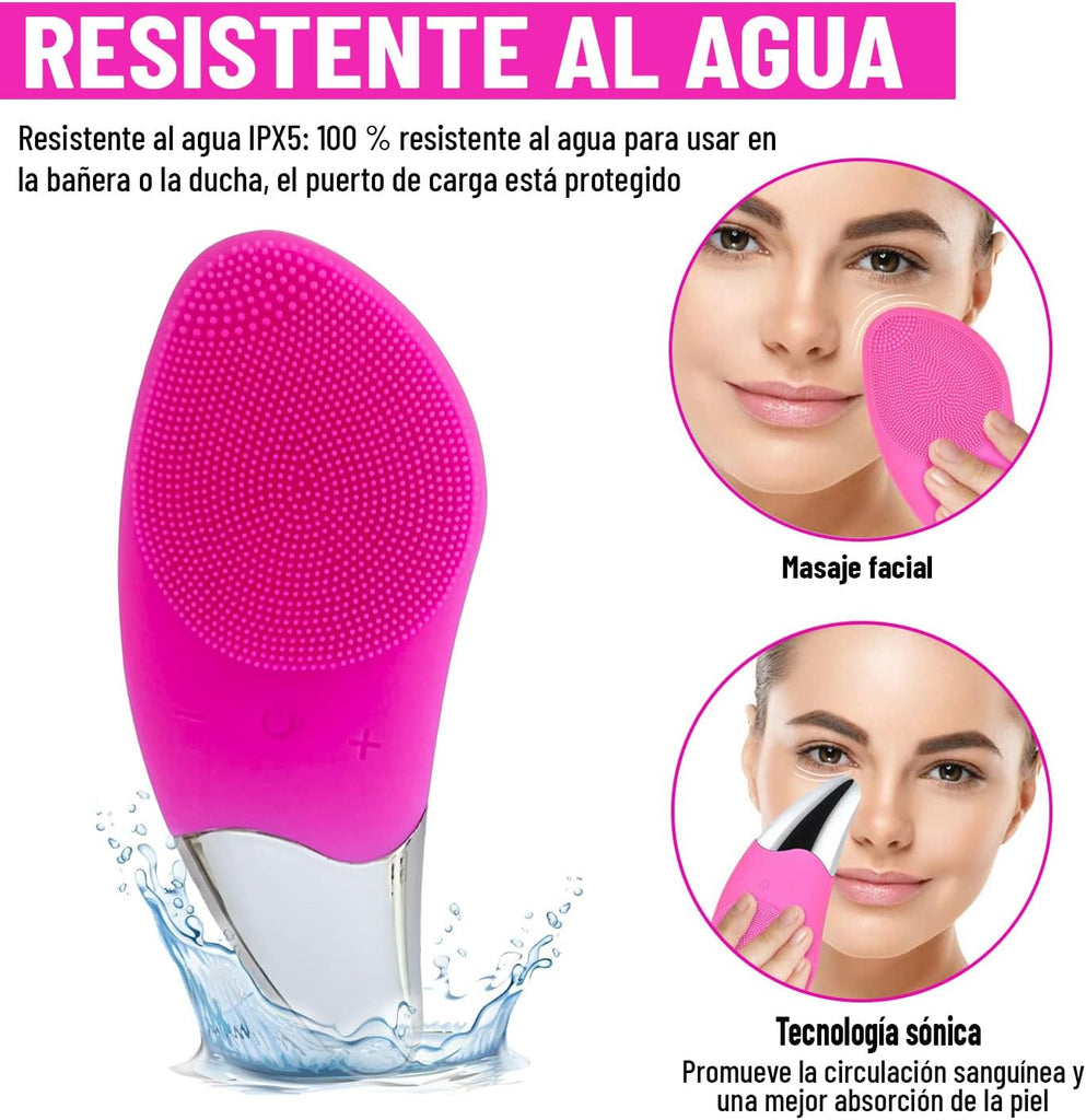 Escova de Limpeza Facial Eléctrica - Massajador Esfoliante de Silicone Recarregável para Beleza e Cuidados com a Pele