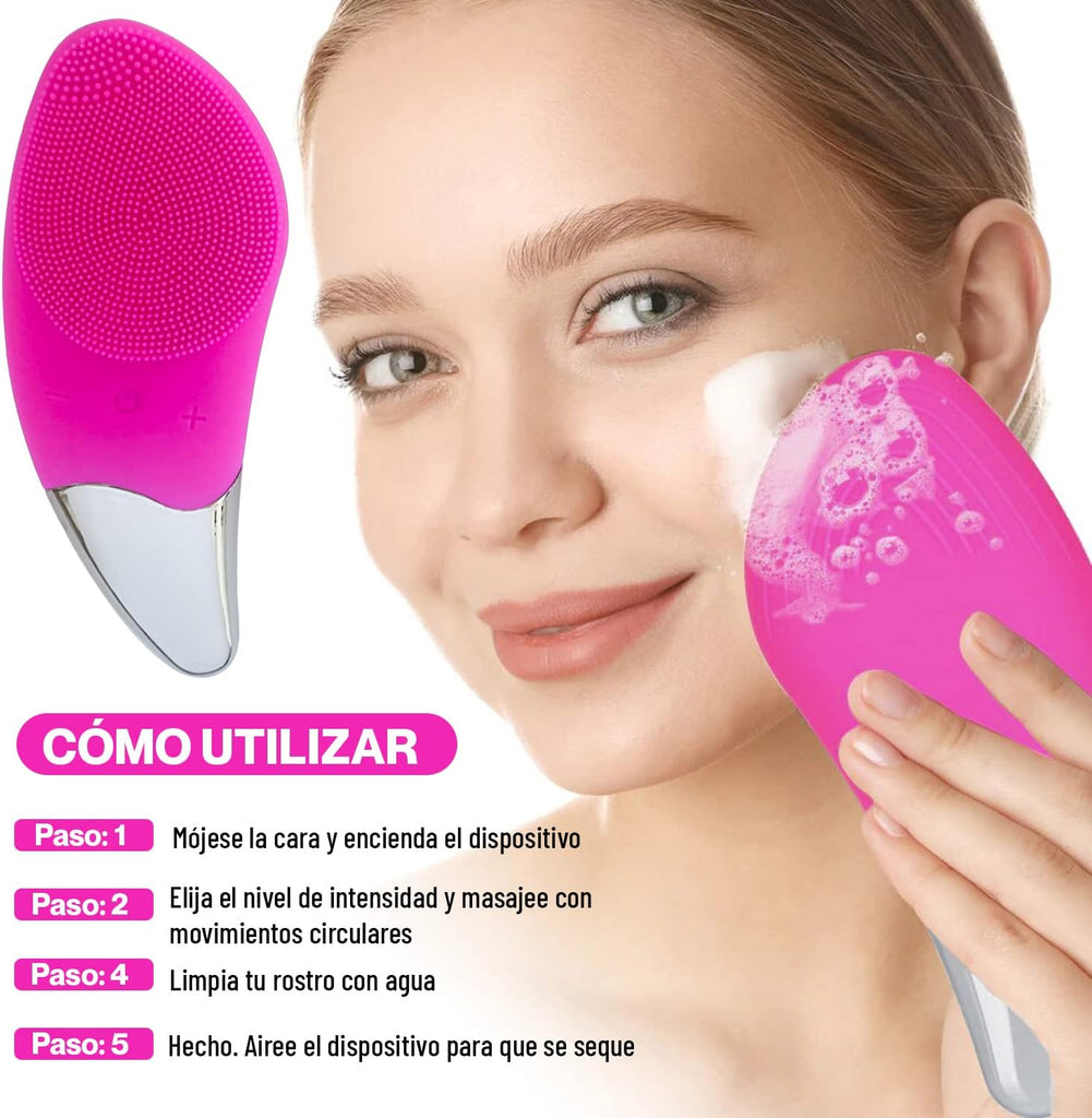 Escova de Limpeza Facial Eléctrica - Massajador Esfoliante de Silicone Recarregável para Beleza e Cuidados com a Pele