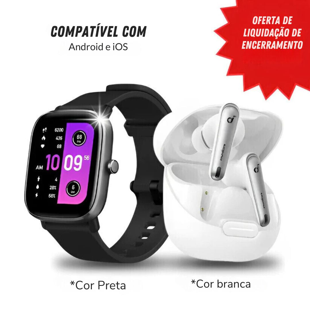 Oferta de liquidação expressa - Pack Smartwatch® + Auriculares®